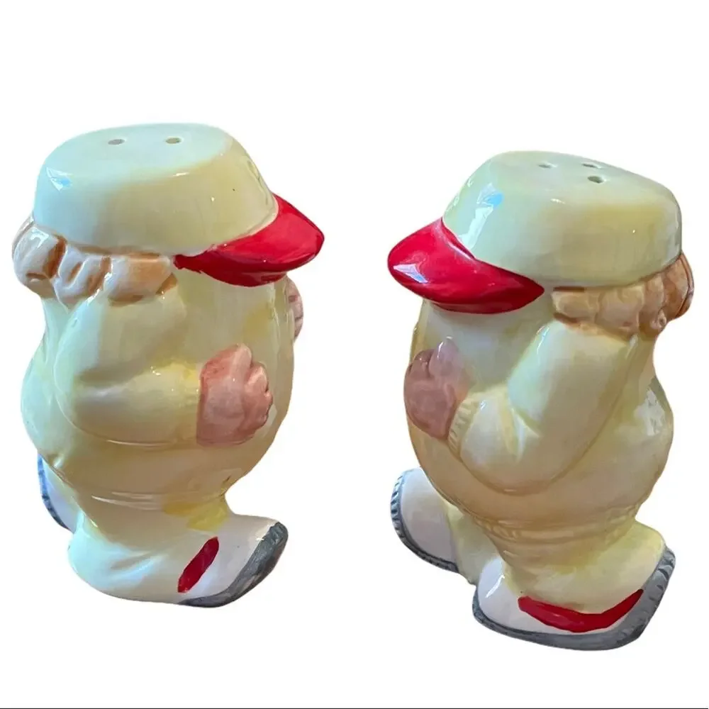Vintage Japanese Kitsch Headless Jogger Salt and Pepper Shakers, Set